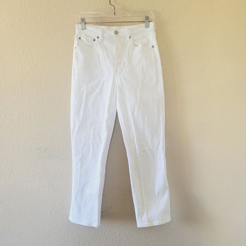 Denim Forum The Arlo High Rise Straight Ankle Jean Size 27 White Cotton Classic